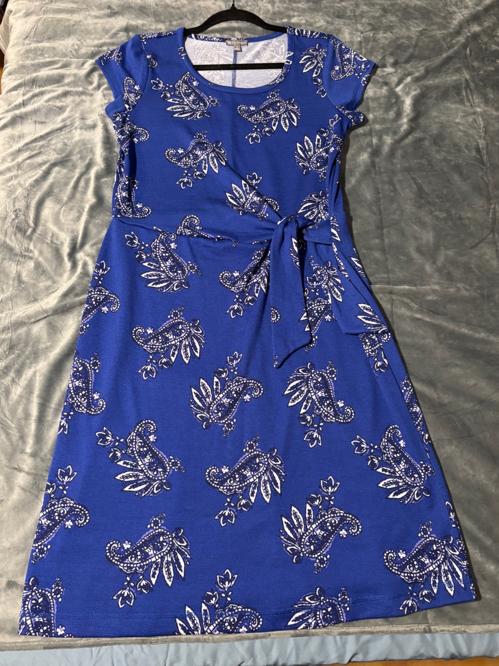 T by Talbots Royal Blue Paisley Wrap Midi Dress S - Picture 5 of 9